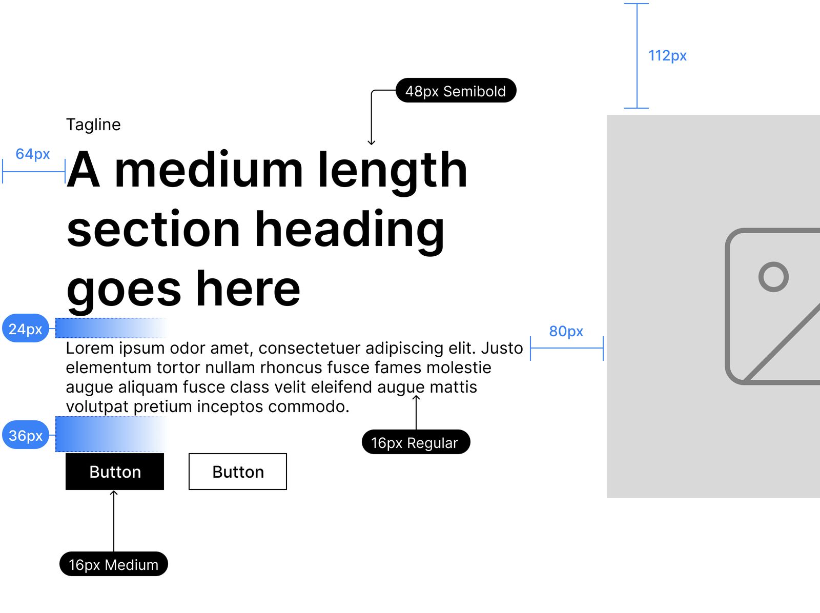 design principles with dimensions shown for spacing between elements